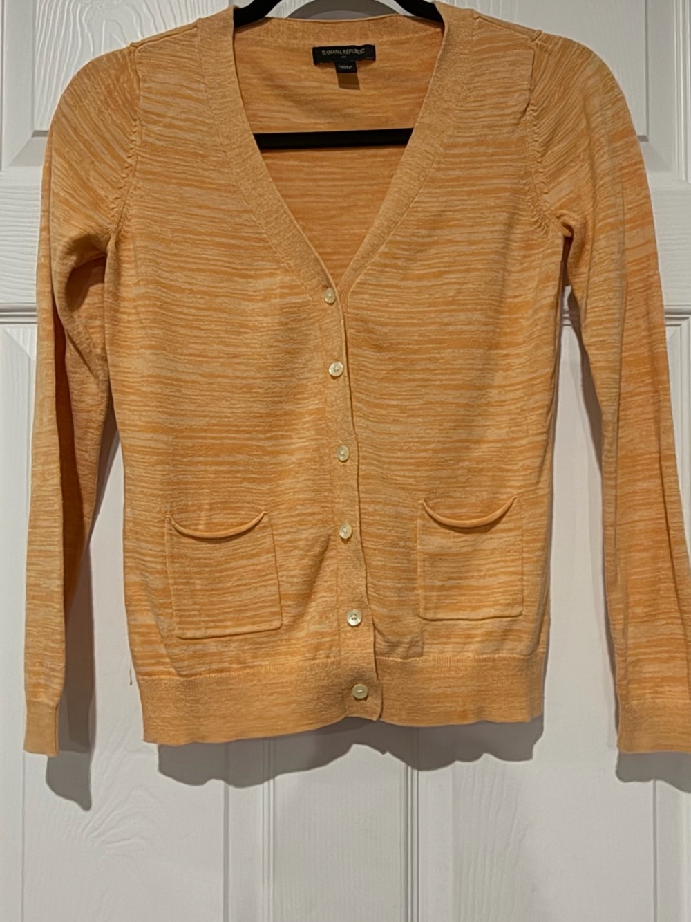 Banana Republic Peach Marled V-Neck Button Cardigan